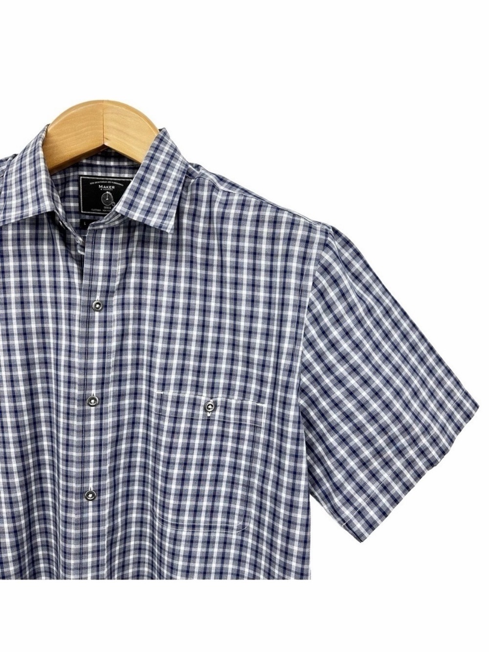 Maker & Company Men's Plaid Check Button Down Shirt Short Sleeve Large - Picture 2 of 9